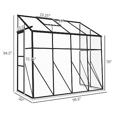 Outsunny 8ft x 4ft Polycarbonate Lean-to Greenhouse