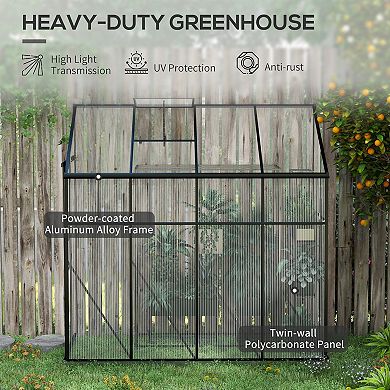 Outsunny 8ft x 4ft Polycarbonate Lean-to Greenhouse