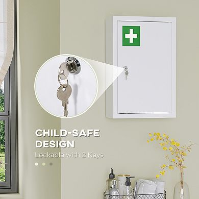 Medicine Cabinet With Lock, Storage Shelves, Locking Medical Cabinet