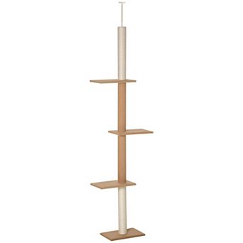 Floor-To-Ceiling Cat Tree Cat Activity Tower With Soft Fur-Covered Platforms