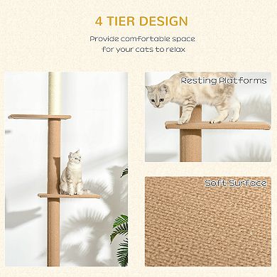 Floor-To-Ceiling Cat Tree Cat Activity Tower With Soft Fur-Covered Platforms