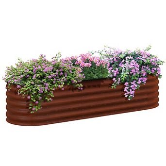 Outsunny Galvanized Raised Garden Bed Planter Box, 6.4' X 2' X 1.4', Brown