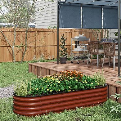 Outsunny Galvanized Raised Garden Bed Planter Box, 6.4' X 2' X 1.4', Brown