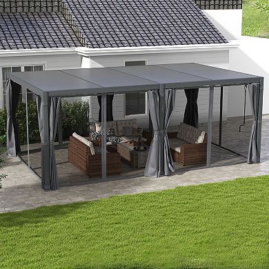 Outsunny 12ftx19' Aluminum Pergola with Adjustable Louvered Roof