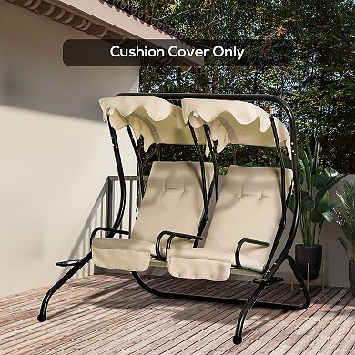 Porch Swing Cushions W/ Backrest Ties Replacement Cushions Set Of 2 Beige