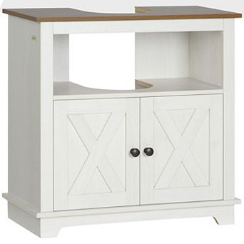 Bathroom Sink Cabinet, Pedestal Sink Storage Cabinet With Doors, White