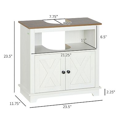 Bathroom Sink Cabinet, Pedestal Sink Storage Cabinet With Doors, White