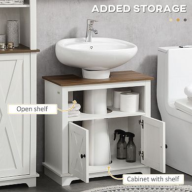 Bathroom Sink Cabinet, Pedestal Sink Storage Cabinet With Doors, White