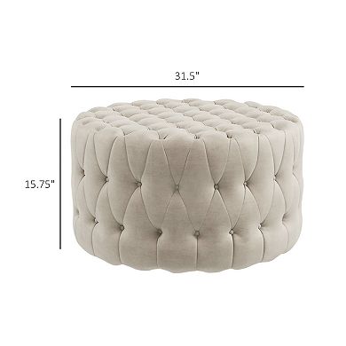 Homcom Button Tufted Ottoman Foot Stool With Velvet-feel Upholstery