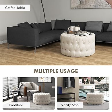 Homcom Button Tufted Ottoman Foot Stool With Velvet-feel Upholstery