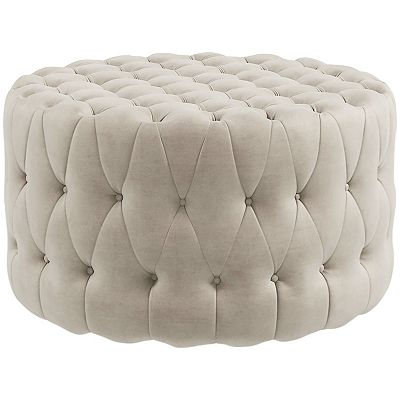 Homcom Button Tufted Ottoman Foot Stool With Velvet feel Upholstery