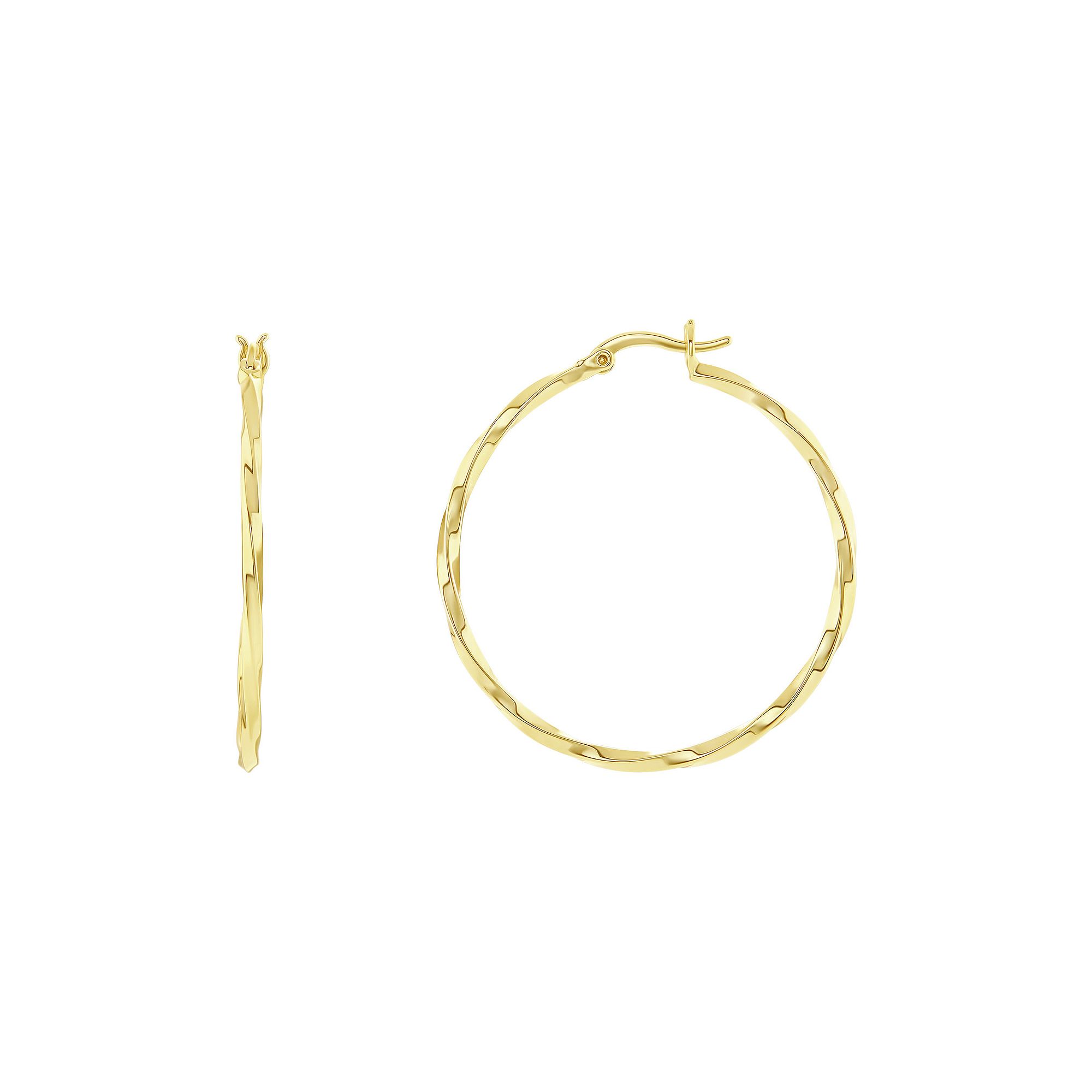 PRIMROSE Polished Twisted Hoop Earrings, Womens, Size: 60MM, Gold Tone