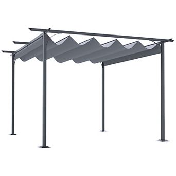 Outdoor Retractable Sun Shade Covered Modern Square Backyard Patio Pergola