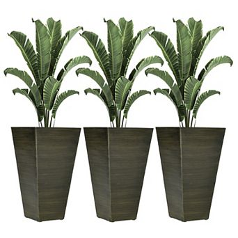 Outsunny Set of 3 Tall Outdoor Planters w/ Drainage Holes