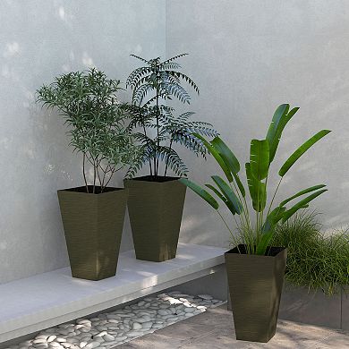 Outsunny Set of 3 Tall Outdoor Planters w/ Drainage Holes