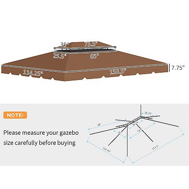 Outsunny 12.8'x9.5' Double Roof Gazebo Replacement Canopy Top Cover