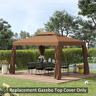 Outsunny 12.8'x9.5' Double Roof Gazebo Replacement Canopy Top Cover