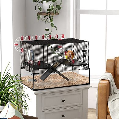 31" Hamster Cage With Tubes And Tunnels Deep Glass Bottom