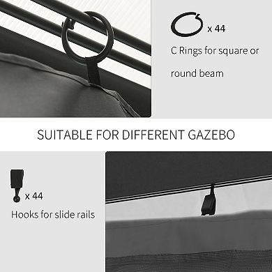 Outsunny 10' x 12' Universal Gazebo Replacement Sidewall Set w/ 4 Panels, Grey