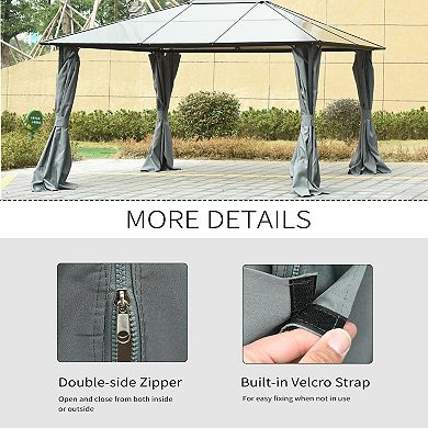 Outsunny 10' x 12' Universal Gazebo Replacement Sidewall Set w/ 4 Panels, Grey