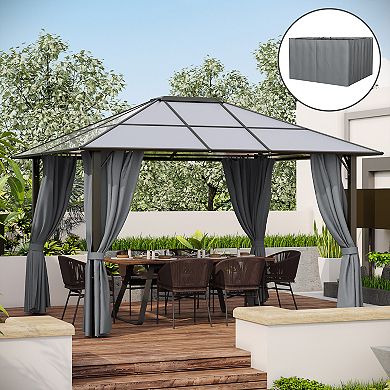 Outsunny 10' x 12' Universal Gazebo Replacement Sidewall Set w/ 4 Panels, Grey
