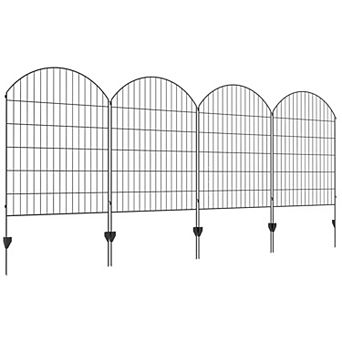Outsunny 11.4' Garden Fence Steel Border Flower Edging, Pack Of 4, Grids