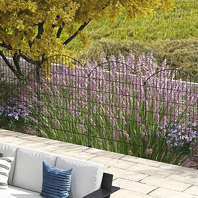 Outsunny 11.4' Garden Fence Steel Border Flower Edging, Pack Of 4, Grids