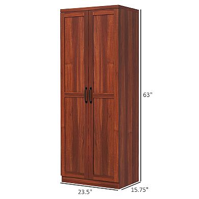HOMCOM 63inch Kitchen Pantry, Storage Cabinet with 2 Doors, Adjustable Shelves