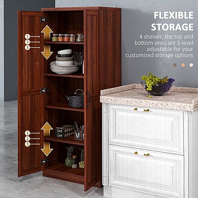 HOMCOM 63inch Kitchen Pantry, Storage Cabinet with 2 Doors, Adjustable Shelves