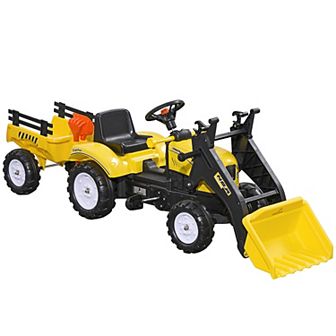 Aosom Ride-on Kids Bulldozer With Real Working Dirt Bucket, Yellow