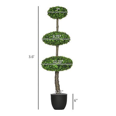 HOMCOM Set of 2 Artificial Plants Indoor & Outdoor Plants Boxwood Topiary