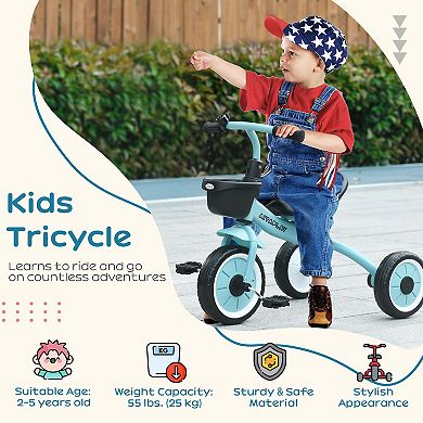 Qaba Tricycle For Kids Age 2-5, Toddler Bike For Children, Blue