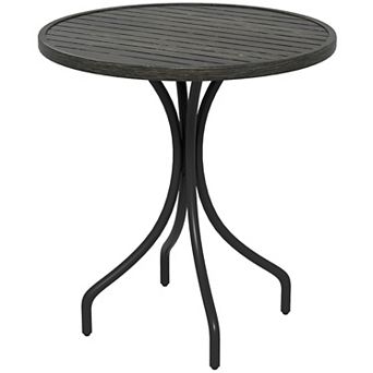 Outsunny Outdoor Side Table Round Patio Table For Porch Distressed Gray