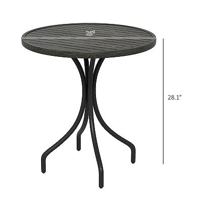Outsunny Outdoor Side Table Round Patio Table For Porch Distressed Gray