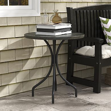 Outsunny Outdoor Side Table Round Patio Table For Porch Distressed Gray