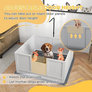 Whelping Box For Dogs With Pee Pad, Pig Rail, 41" X 39"