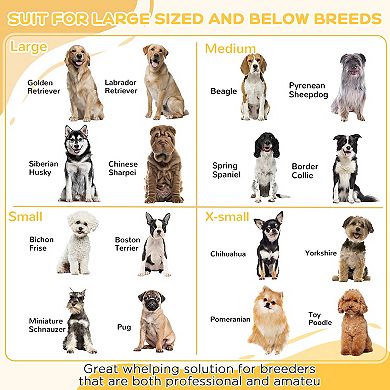 Whelping Box For Dogs With Pee Pad, Pig Rail, 41" X 39"