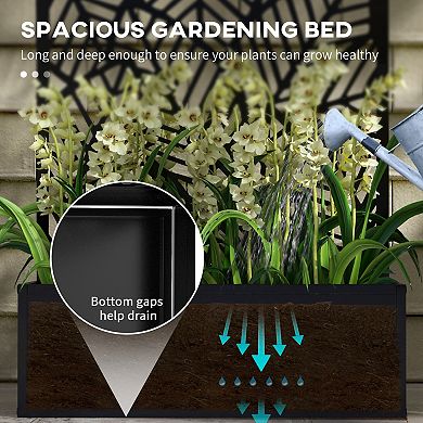 Outsunny Outdoor Privacy Screen with Raised Garden Bed, Metal,