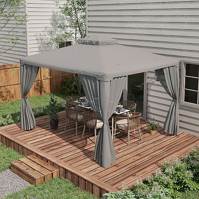Outsunny 9.6' x 11.6' Patio Gazebo, Outdoor Canopy Shelter, Gray