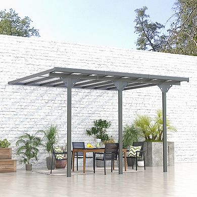 Outsunny 12ft x 10' Transparent Wall Pergola, UV Blocking Awning