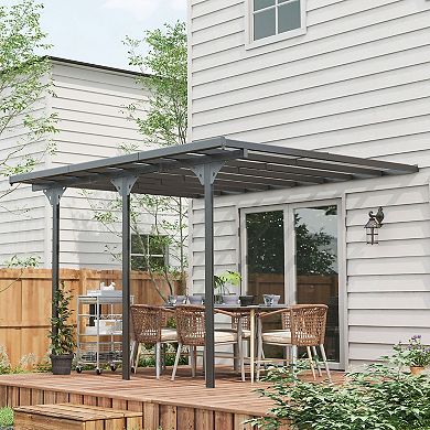 Outsunny 12ft x 10' Transparent Wall Pergola, UV Blocking Awning