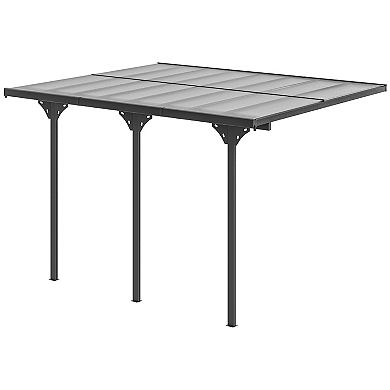 Outsunny 12ft x 10' Transparent Wall Pergola, UV Blocking Awning