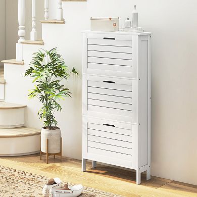 Homcom Modern Shoe Cabinet With 3 Flip Drawers For 6 Pairs Of Shoes White
