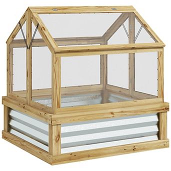 Outsunny Raised Garden Bed With Wooden Cold Frame, 35.5" X 31.5" X 36"