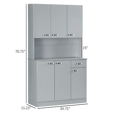 Free Standing Kitchen Cabinet Cupboard W/ Adjustable Shelving & Modern Design