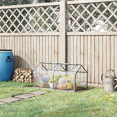 4' X 2' X 2' Portable Mini Greenhouse With Pvc Cover, 2 Top Windows, Clear