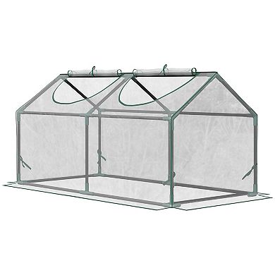 4' X 2' X 2' Portable Mini Greenhouse With Pvc Cover, 2 Top Windows, Clear