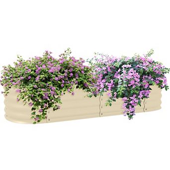 Outsunny Galvanized Raised Garden Bed Planter Box, 4.9' X 2' X 1', Cream
