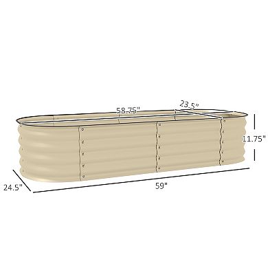 Outsunny Galvanized Raised Garden Bed Planter Box, 4.9' X 2' X 1', Cream