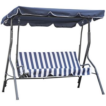 3-person Patio Swing Chair, Outdoor Canopy Swing W/ Adjustable Shade & Cushion